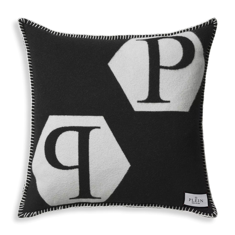 Подушка Philipp Plein Cushion Cashmere Black Черно-белый в Саратове | Loft Concept 