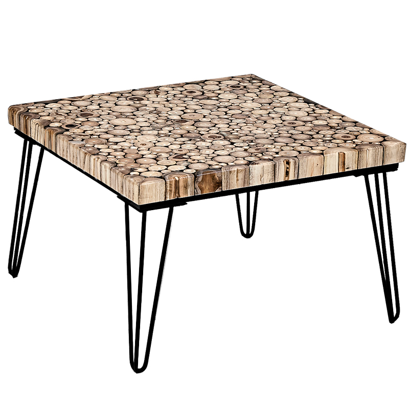 Кофейный стол Tree Cuts square coffee table Коричневый Черный в Саратове | Loft Concept 