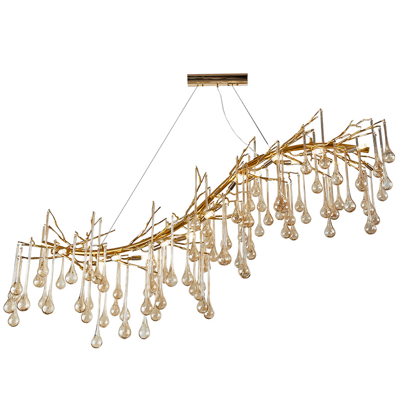 Люстра Droplet Branch Chandelier Глянцевое золото Янтарь (Amber) в Саратове | Loft Concept 