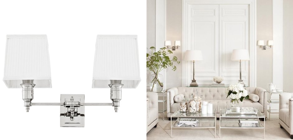 Бра Wall Lamp Lexington Double Nickel+White Бра Wall Lamp Lexington Double Nickel+White - Loft-Concept в Саратове
