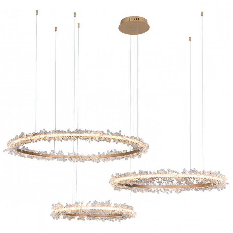 Люстра Crystal round chandelier Люстра 3 кольца Матовое Золото Прозрачный матовое золото Люстра Crystal round chandelier Люстра 3 кольца Матовое Золото Прозрачный матовое золото в Саратове | Loft Concept