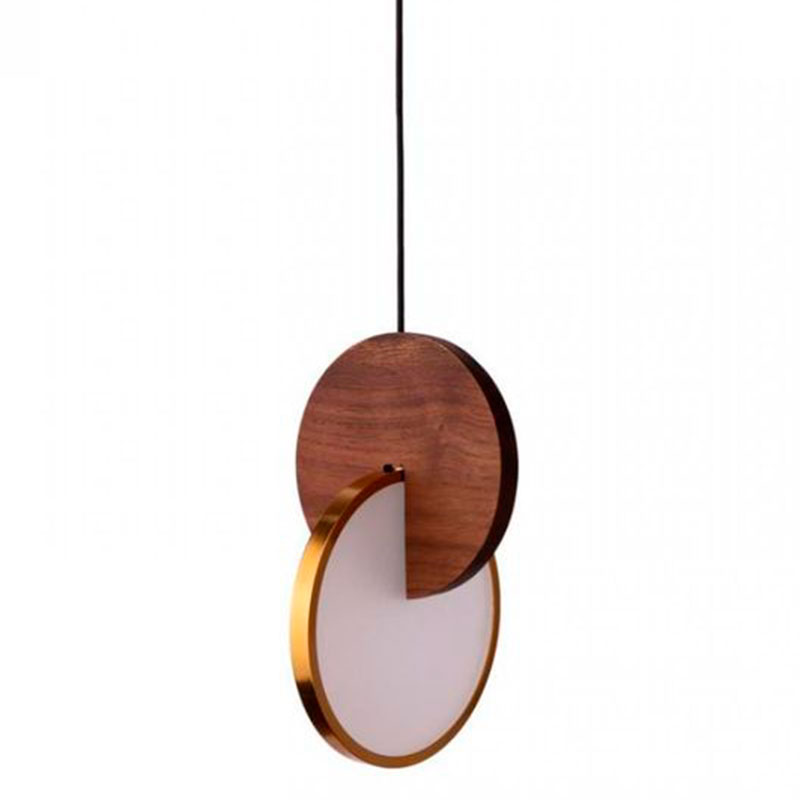 Подвесной светильник Eclipse Pendant Light Wood Золотой Белый Дерево Табак в Саратове | Loft Concept 