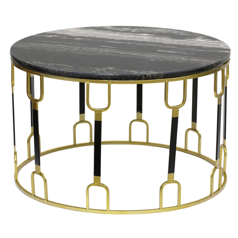 Приставной стол Dorius Side Table black marble Латунь Черный Черный Мрамор Nero в Саратове | Loft Concept 