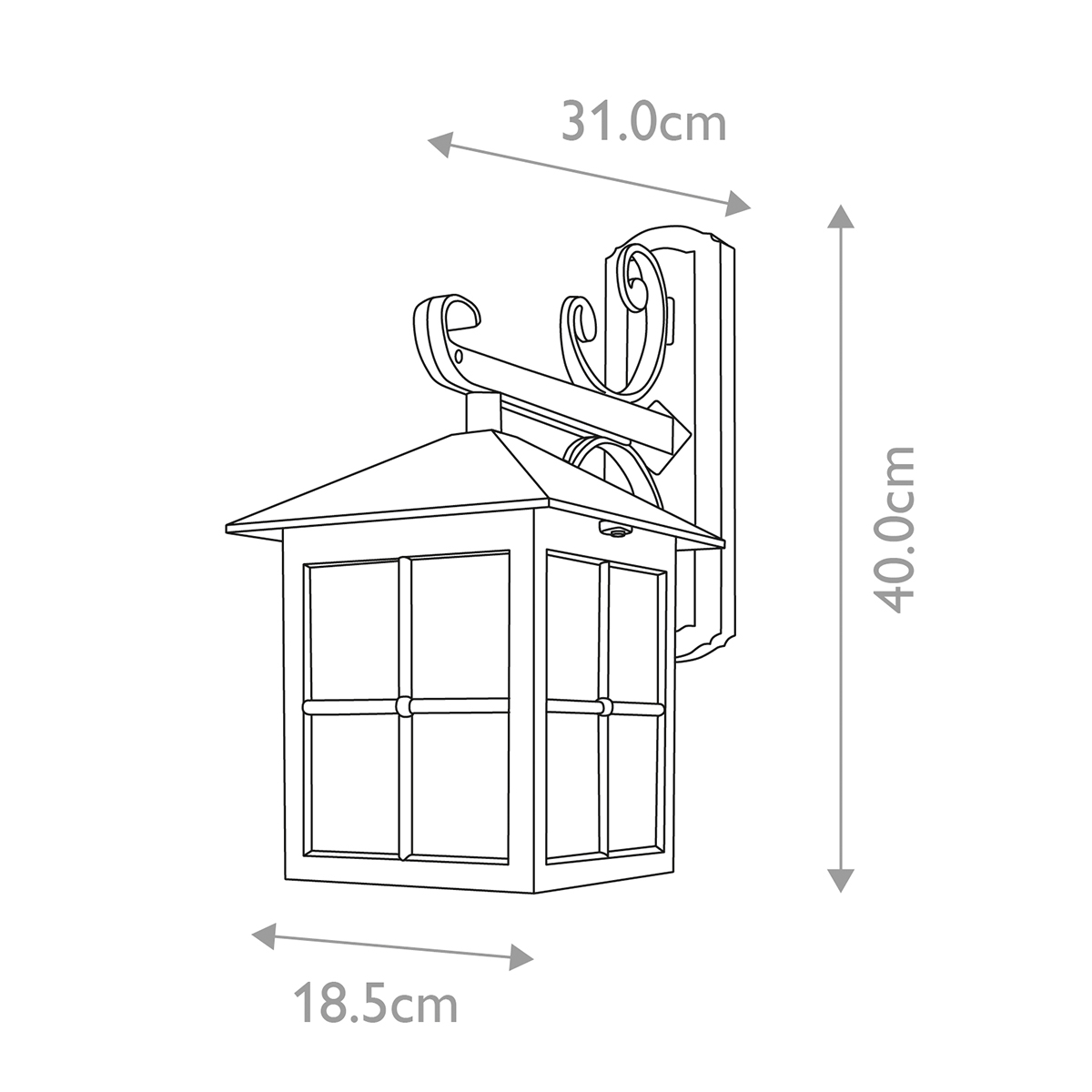 Настенный фонарь черного цвета в форме фонаря с решетчатым плафоном и фактурным стеклом Elstead Lighting в Саратове