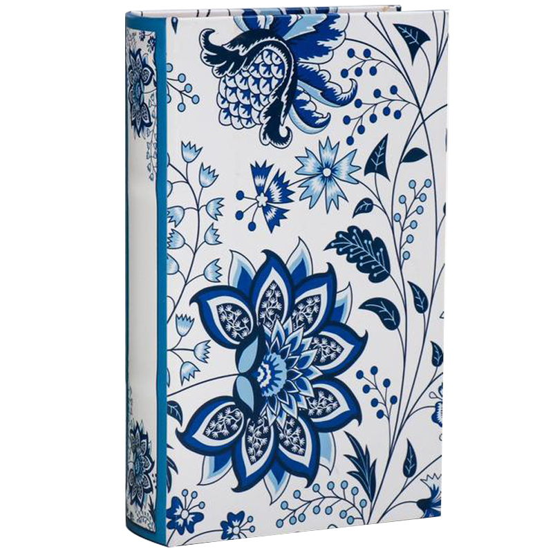 Шкатулка-книга с сейфом Fabulous Flowers Book Box Синий Белый в Саратове | Loft Concept 