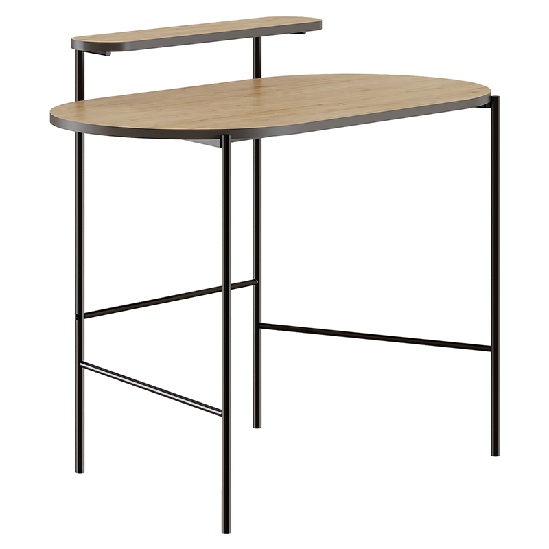 Стол письменный овальной формы с полкой LOUB WORKING TABLE BLACK OAK Древесина Черный в Саратове | Loft Concept 