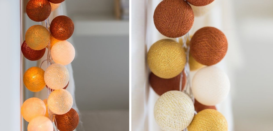 Гирлянда хлопковые фонарики Сotton Ball Gold-Copper - Loft-Concept в Саратове