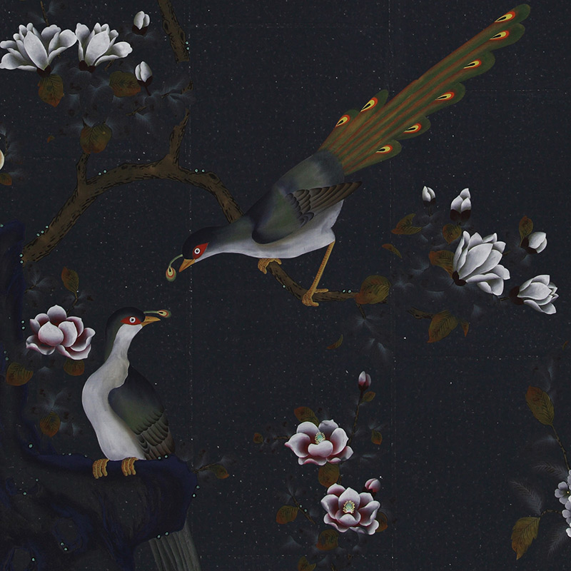 Обои шинуазри Japanese Garden Original colourway on Pitch India tea paper Обои шинуазри Japanese Garden Original colourway on Pitch India tea paper в Саратове | Loft Concept