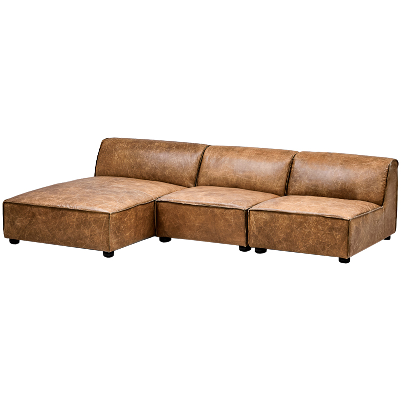 Диван Diehl Leather Sofa Карамель Хром в Саратове | Loft Concept 