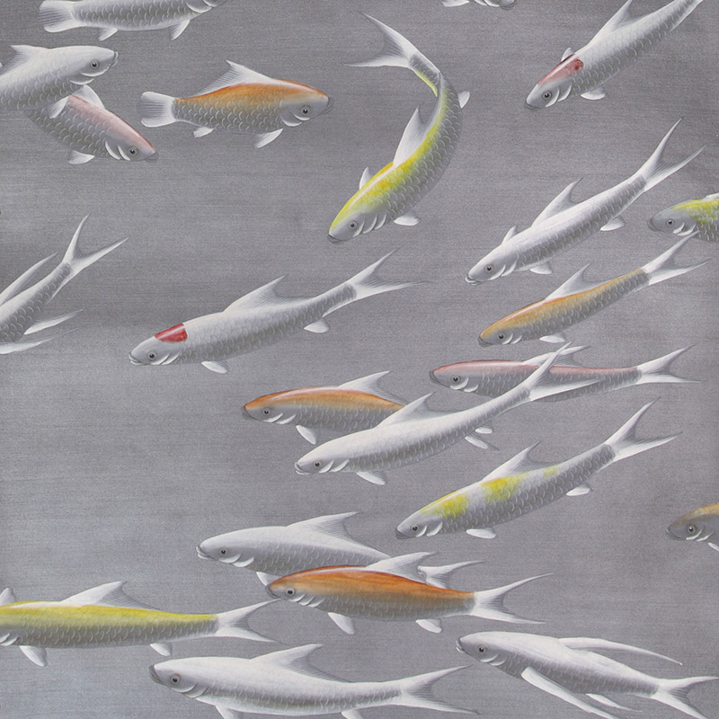 Обои ручная роспись Fishes Koi on Flash metallic Xuan paper  в Саратове | Loft Concept 