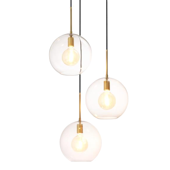 Люстра Chandelier Tango 3 light Латунь Античная полированная Темная бронза Прозрачное Стекло в Саратове | Loft Concept 