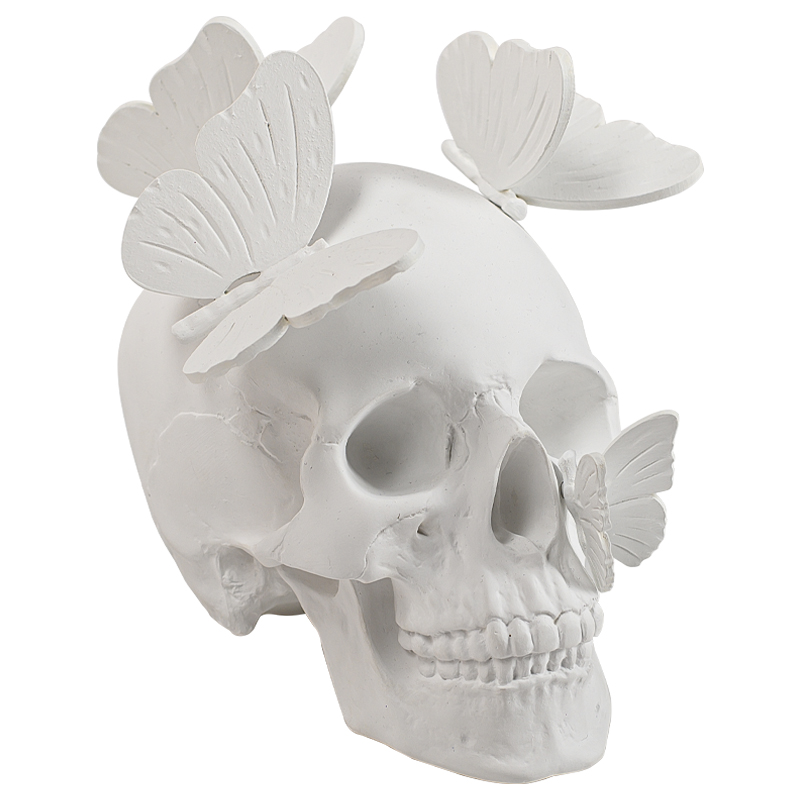 Статуэтка Skull with butterflies white Белый в Саратове | Loft Concept 