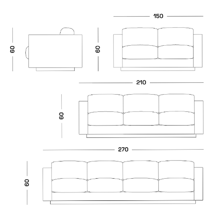 Дизайнерский кожаный диван черный Poltronova Saratoga Sofa в Саратове