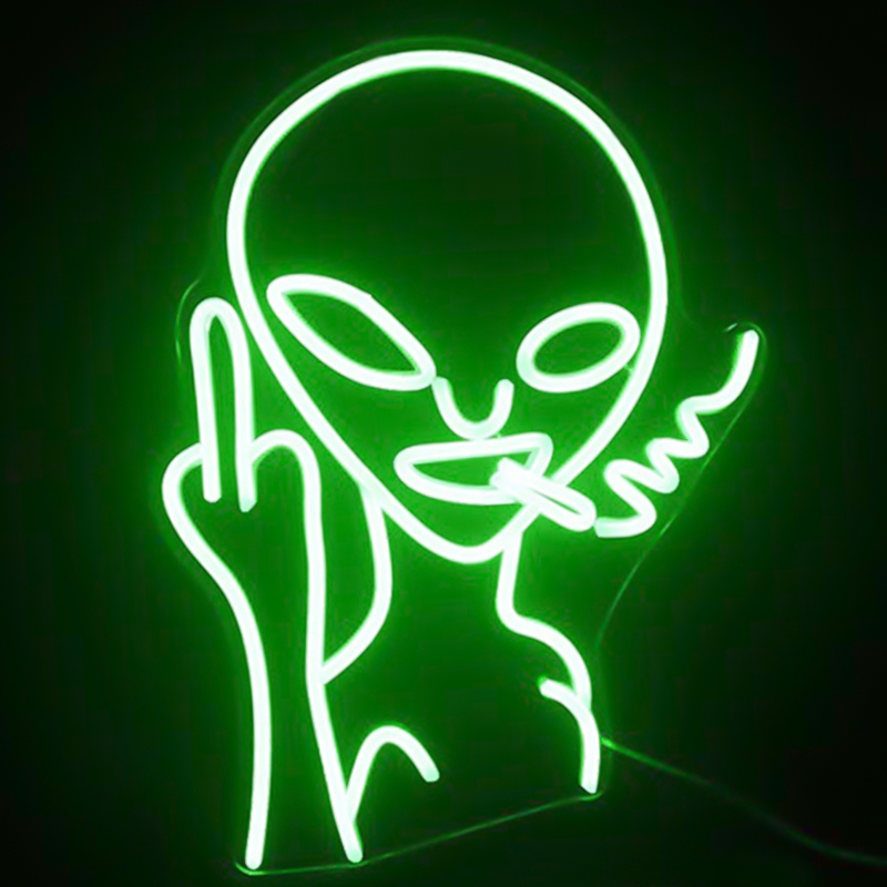 Неоновая настенная лампа Alien Neon Wall Lamp Зеленый Белый в Саратове | Loft Concept 