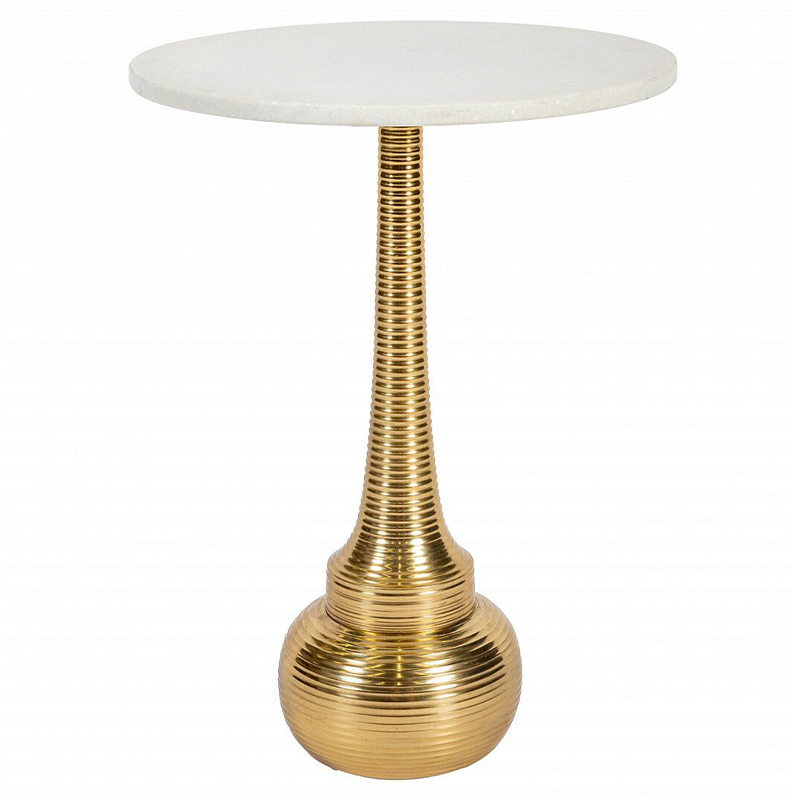 Кофейный стол с белой столешницей из мрамора Table White Marble Белый Золотой Кофейный стол с белой столешницей из мрамора Table White Marble Белый Золотой в Саратове | Loft Concept