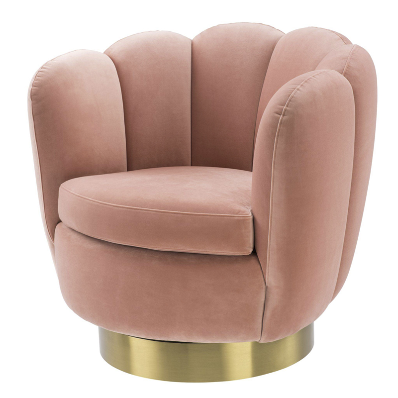 Кресло Eichholtz Swivel Chair Mirage nude Розовый пастельный Матовая латунь в Саратове | Loft Concept 