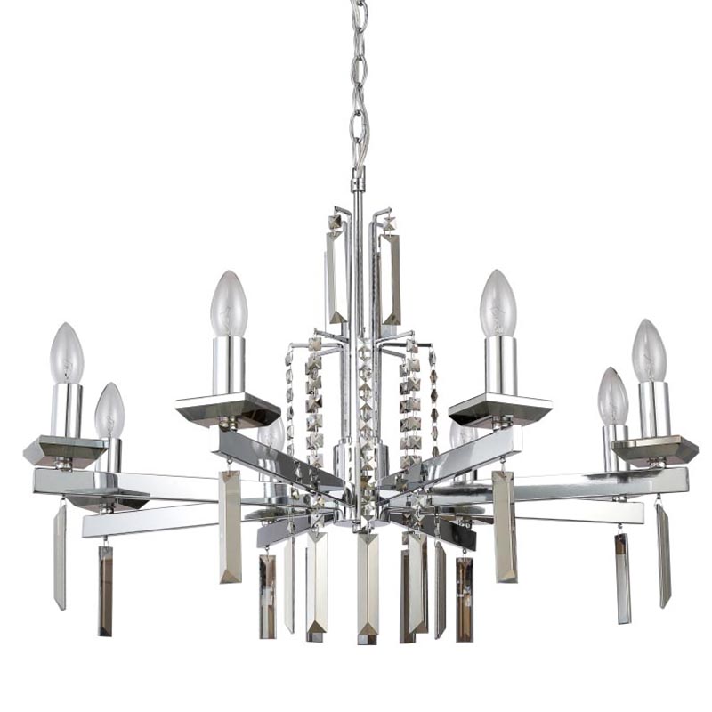 Люстра Vivien Crystal Chrome Chandelier 8 Хром Серый в Саратове | Loft Concept 