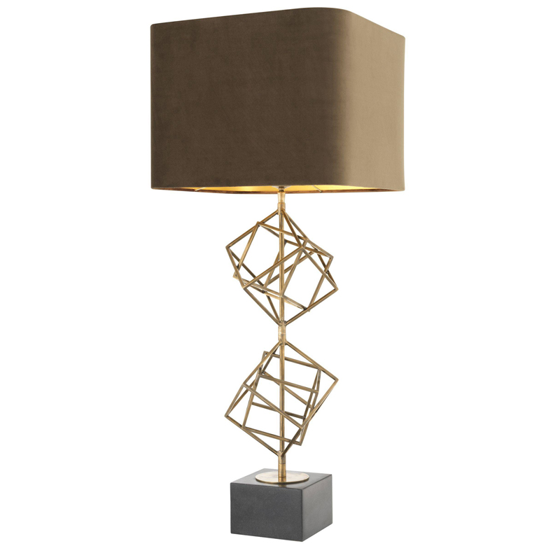 Настольная лампа Eichholtz Table Lamp Matrix brass Мокко Винтажная латунь Серый в Саратове | Loft Concept 