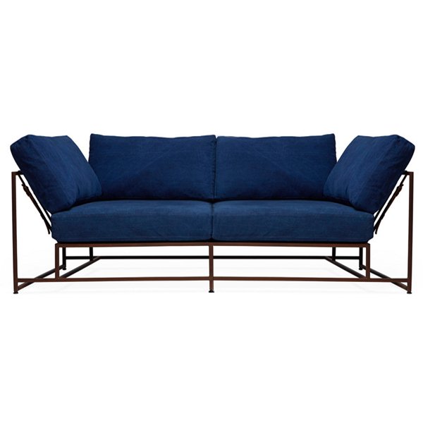 Двухместный диван Indigo Denim and copper Two Seat Sofa Индиго в Саратове | Loft Concept 