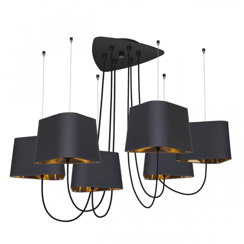 Люстра Designheure Lighting Black 6 плафонов Черный Золотой в Саратове | Loft Concept 