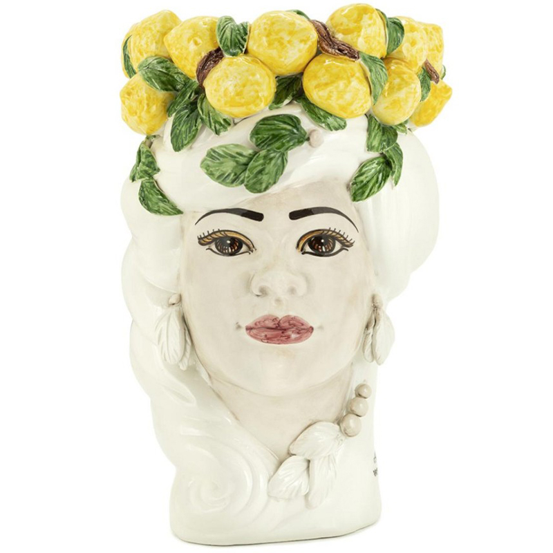 Ваза Vase Lemon Head Lady White Белый Желтый Зеленый в Саратове | Loft Concept 