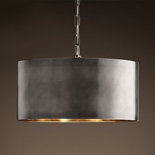 Подвесной светильник RH Antiqued Metal Drum Pendant lamp Серебряный Бронза в Саратове | Loft Concept 