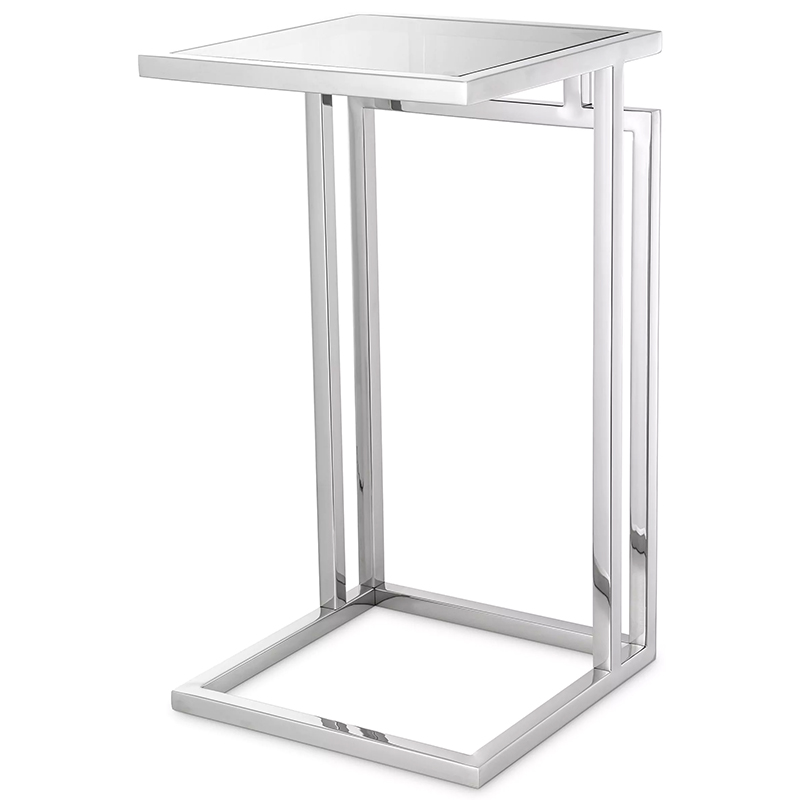 Приставной стол Eichholtz Side Table Marcus Chrome Стекло Смок Хром в Саратове | Loft Concept 