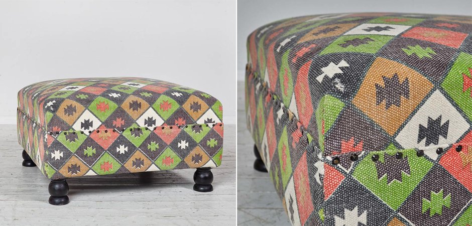 Пуф с зеленым орнаментом KELIM Pattern Пуф с зеленым орнаментом KELIM Pattern - Loft-Concept в Саратове