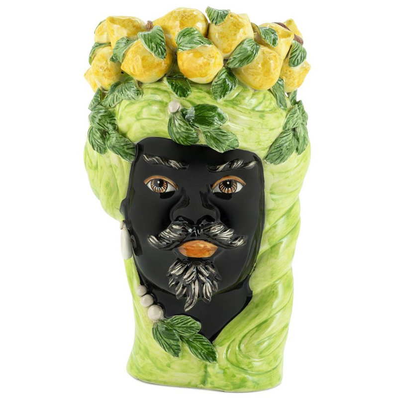 Ваза Vase Lemon Head Man Lime Салатовый Желтый Черный в Саратове | Loft Concept 