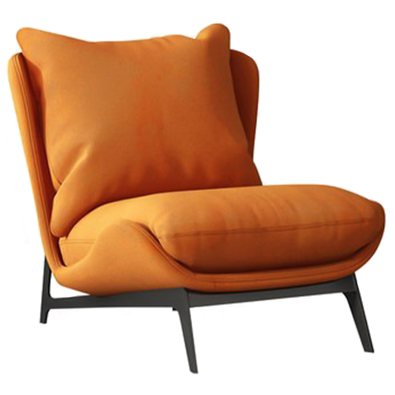 Кресло Maxwell Orange Textile Leather Armchair Оранжевый Черный в Саратове | Loft Concept 