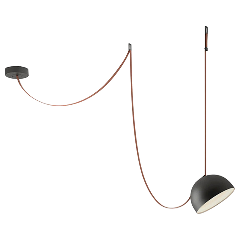 Vibia PLUSMINUS Подвесной светодиодный светильник c черным абажуром на красном текстильном тросе Коричневый Черный в Саратове | Loft Concept 