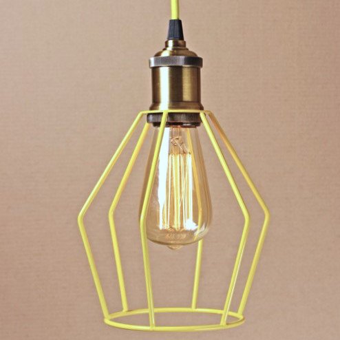 Подвесной светильник Wire Cage Pendant Trew Yellow Желтый в Саратове | Loft Concept 