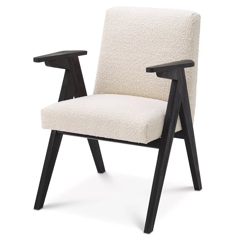 Стул Eichholtz Dining Chair Bobo Boucle Кремовый Черный в Саратове | Loft Concept 