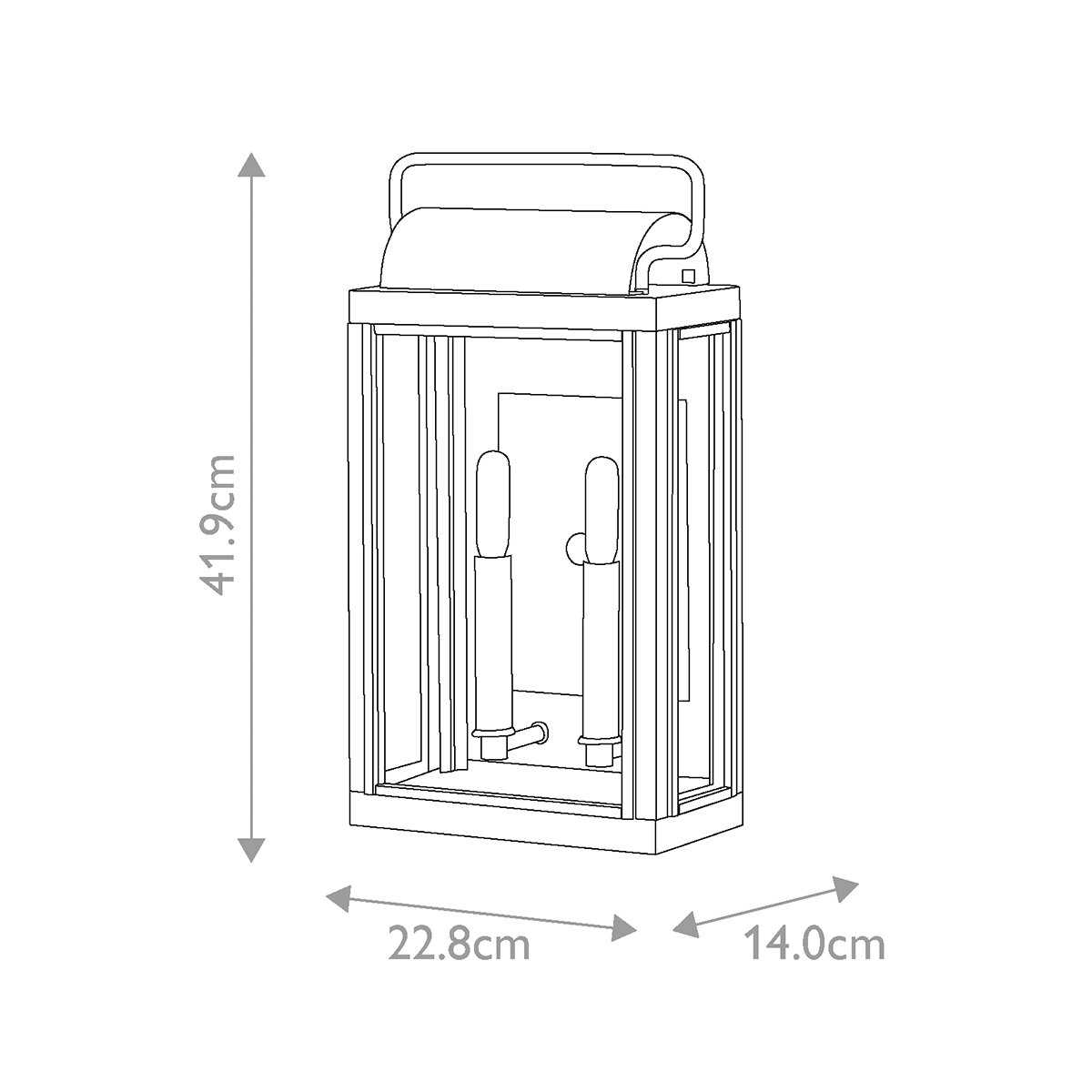 Настенный фонарь прямоугольной формы цвета состаренная латунь с двумя лампами Hinkley в Саратове