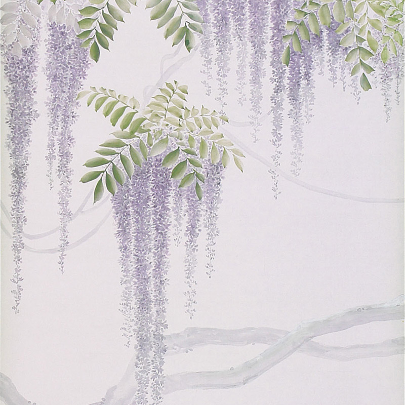 Обои в японском стиле Wisteria Lavender on Lilac Mica metallic Xuan paper  в Саратове | Loft Concept 