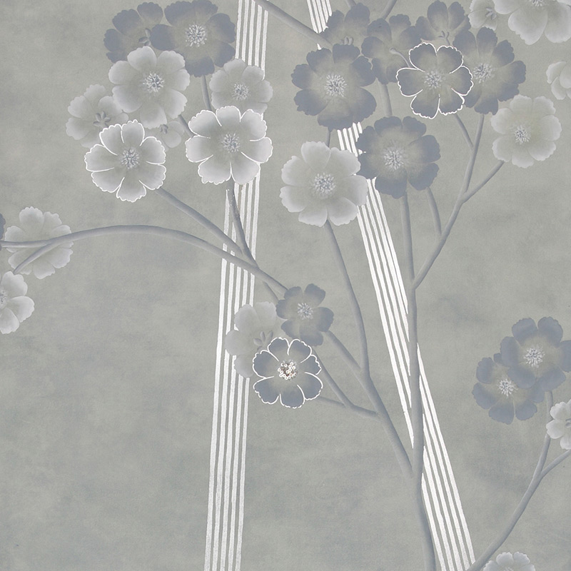 Обои ручная роспись Anemones in Light Special Colourway SC-235 on grey edo painted silk  в Саратове | Loft Concept 