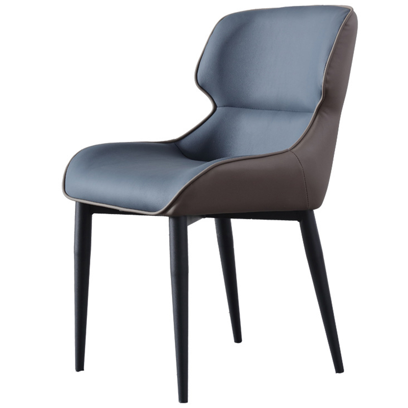 Стул с кожаной двухцветной обивкой Obrien Chair Blue and Grey Синий Серый Черный в Саратове | Loft Concept 