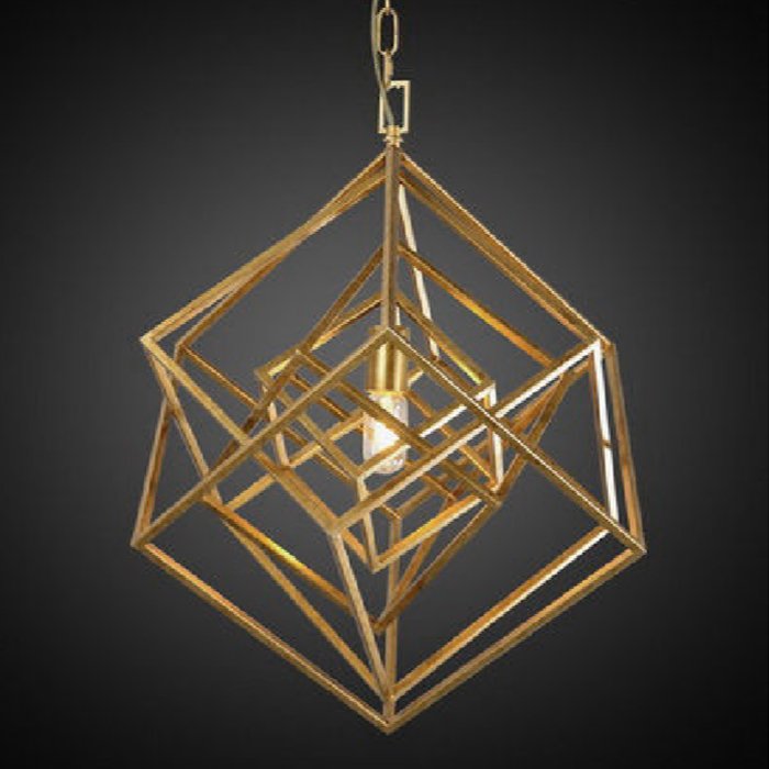 Подвесной светильник CUBIST Chandelier Gold 1 bulbs Золотой в Саратове | Loft Concept 