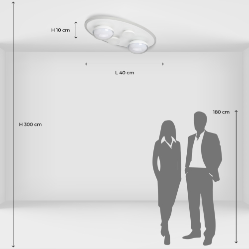 Потолочный светильник овальной формы белого цвета с 4-мя лампами Lunar Pebbles в Саратове