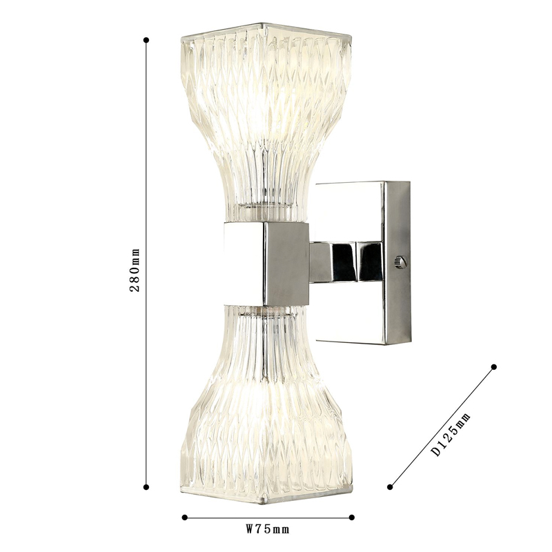 Бра с двумя плафонами из рельефного стекла GLASS HORN Chrome в Саратове