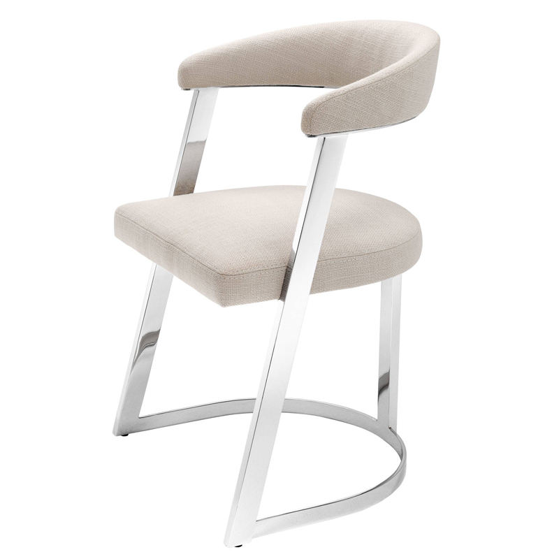 Стул Eichholtz Dining Chair Dexter Nickel Бежевый Никель в Саратове | Loft Concept 