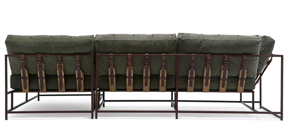 Угловой диван Olive Military Fabric Sectional sofa  - фото №1