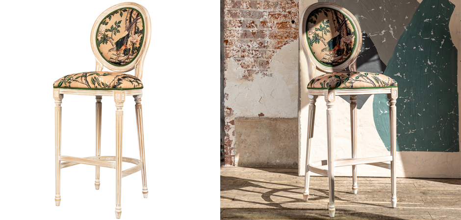 Барный стул Beige and Green Chinoiserie Bar Stool Барный стул Beige and Green Chinoiserie Bar Stool - Loft-Concept в Саратове