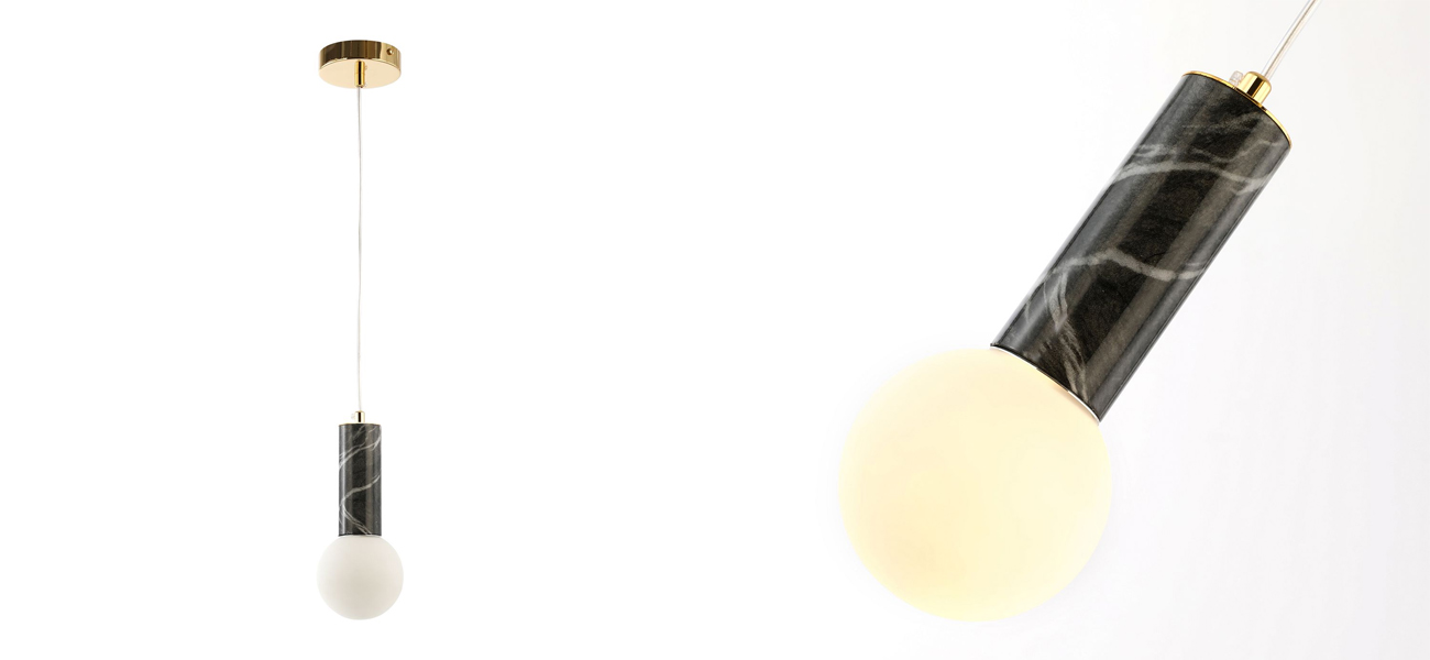 Подвесной светильник с декором под черный мрамор Shaw Marble - фото