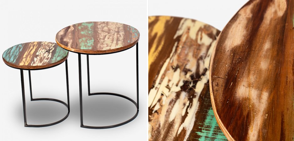 Набор приставных столиков Antique Wood Side Table Набор приставных столиков Antique Wood Side Table - Loft-Concept в Саратове