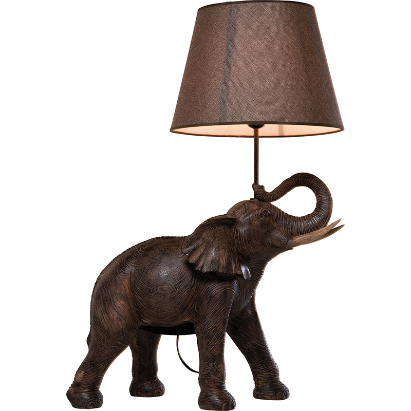 Настольная лампа Elephant Holding Lampshade Коричневый в Саратове | Loft Concept 