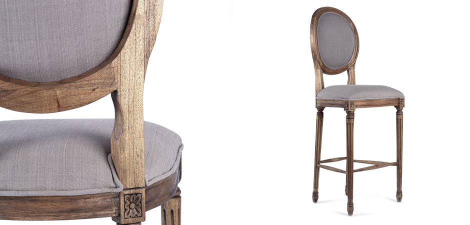 Барный стул REGENCY MEDALLION BARSTOOL Taupe Linen Барный стул REGENCY MEDALLION BARSTOOL Taupe Linen - Loft-Concept в Саратове