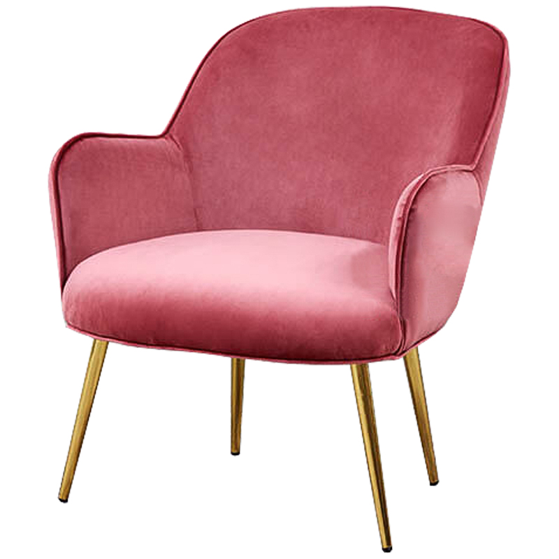 Кресло Waldeck Chair Pink Розовый (Rose) Глянцевое золото в Саратове | Loft Concept 