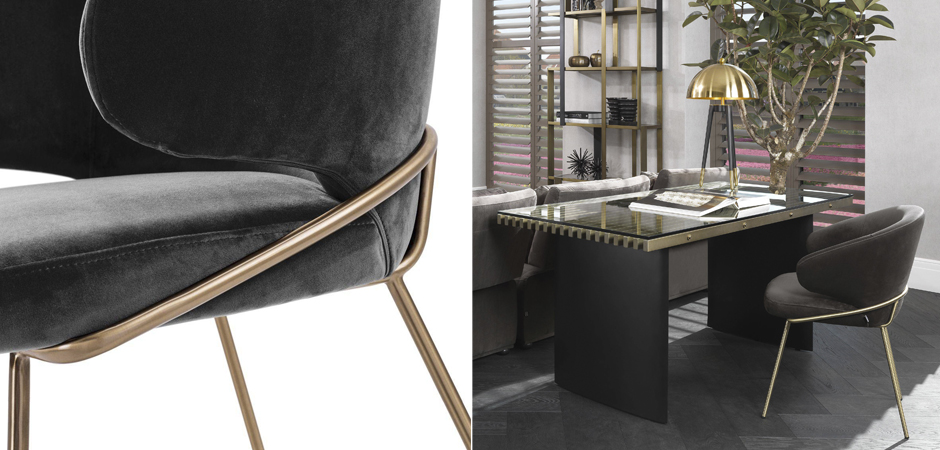 Стул Eichholtz Dining Chair Kinley dark grey Стул Eichholtz Dining Chair Kinley dark grey - Loft-Concept в Саратове