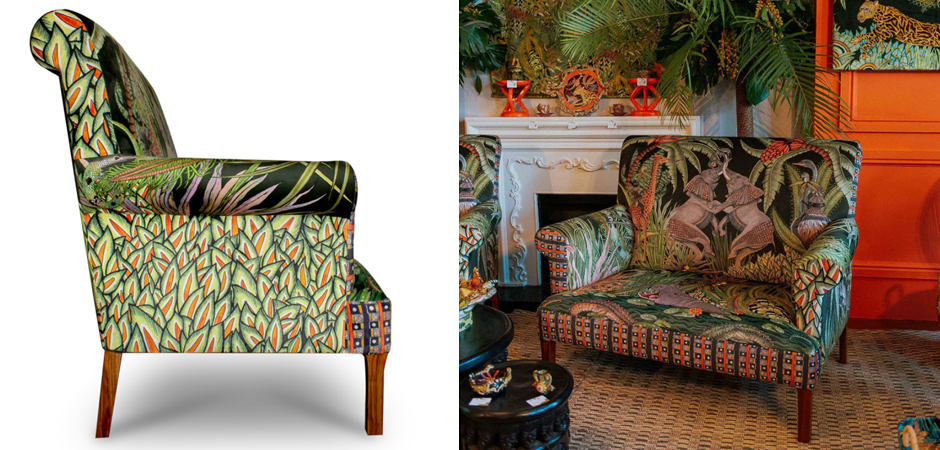 Диван Ardmore Design Sabie Sofa in Tanzanite Зеленый Тропический Орнамент - фото №1